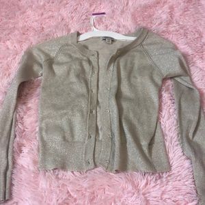 A tan glitter cardigan